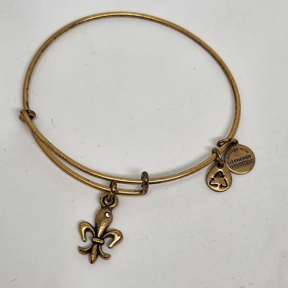ALEX and ANI Fleur de Lis Gold Tone Bangle Bracelet - Picture 5 of 7
